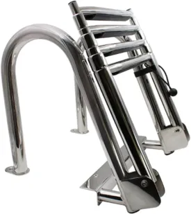 Pontoon Boat Ladder Foldable Stainless Steel 4 Step Ladder Marine Pontoon Ladder, Heavy Duty Swim Deck Ladder with Wider Pedals & Hand Railings