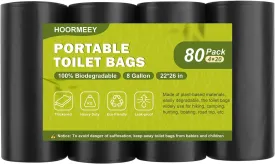 Portable Toilet Bags for Camping80 Liners Toilet Replacement Bags  100% Compostable & Biodegradable, 8 Gallon Thickened Bucket Liner for Outdoor Boating Trip, Trash Bags Plastic Free