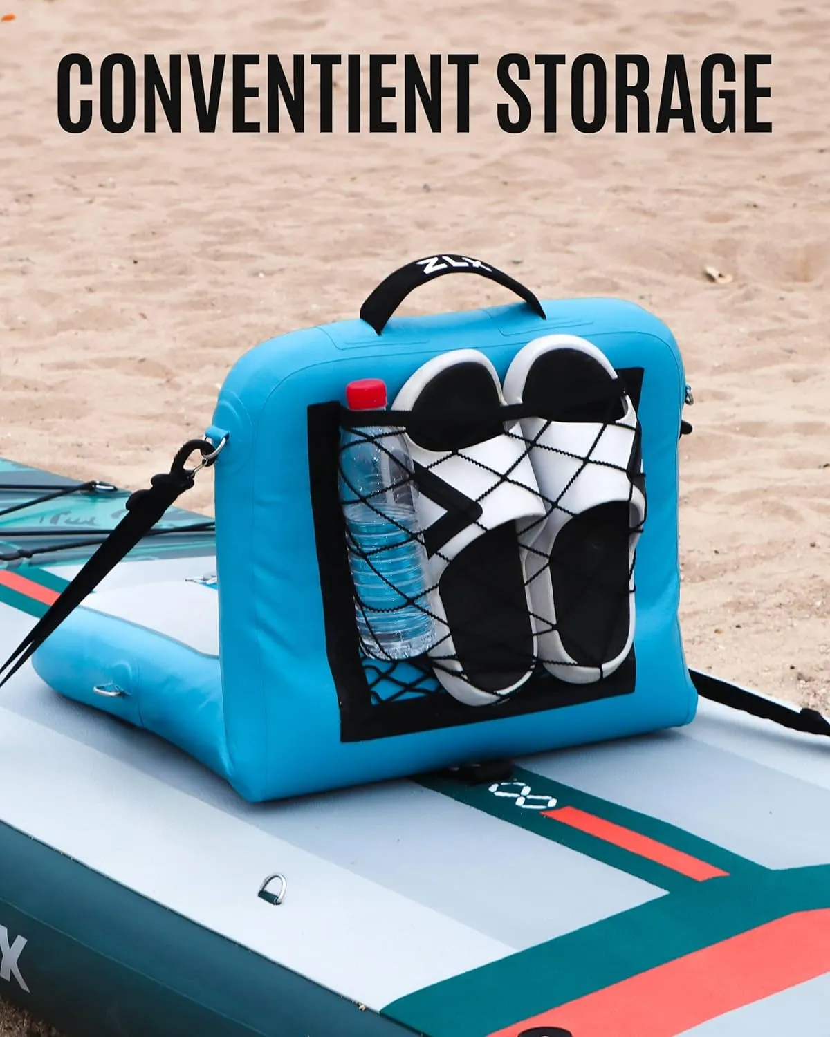 ZLX Paddle Board Seat with Back Support, Portable Kayak Seat, Air Pump Included, Universal Inflatable Seat for Adults, Foldable Ergonomic Design, Easy Fix for Outdoor Fishing/Kayaking/Camping